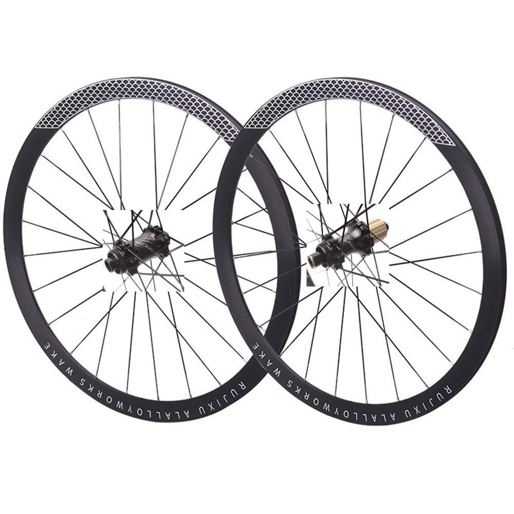 700C Road Bikes Wheels Hight 38mm Centre Lock Disc Brake Thru Axle Aluminum Alloy Double Wall Rim Front and Rear Wheelset 8/9/10/11/12 Speed Cassette Freewheel 24 Holes (Size : White)