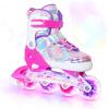Kids Inline Skates for Girls Boys - Rose Red Blades Roller for Kids Age 10 11 12 - Adjustable All Light up Wheels Indoor Outdoor Sports Birthday Gift for Son and Grandson view 1