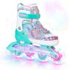 Kids Inline Skates for Girls Boys - Teal Blades Roller for Kids Youth Age 7 8 9 10 - Adjustable All Light up Wheels Indoor Outdoor Sports Birthday Gift for Son and Grandson view 1