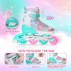 Kids Inline Skates for Girls Boys - Teal Blades Roller for Kids Youth Age 7 8 9 10 - Adjustable All Light up Wheels Indoor Outdoor Sports Birthday Gift for Son and Grandson view 4