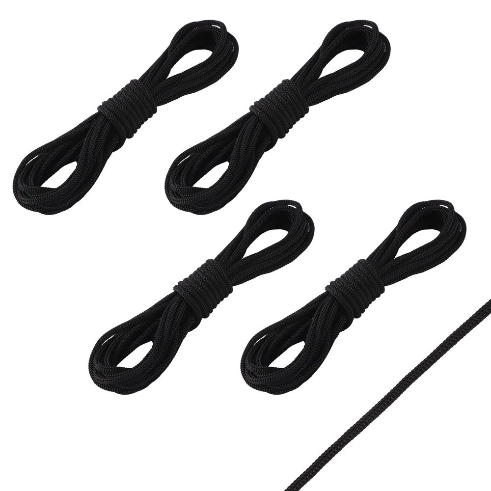 lasuroa 4 Pcs Trampoline Netting Cords, 15ft Each Black Trampoline Netting Cords Replacement Parts for Fence Netting Safety Trampoline Netting Cords Fits 12-16ft Trampolines