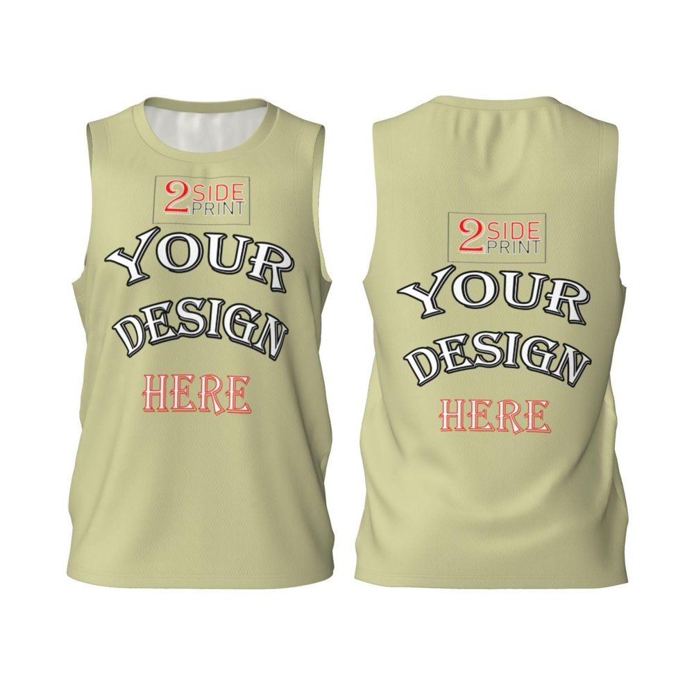 NineFit Basics Custom Tank Tops Man Personalized Tank Tops with Logo Name Picture Design Your Own Print Crewneck Customized Sleeveless Shirt Large Tan
