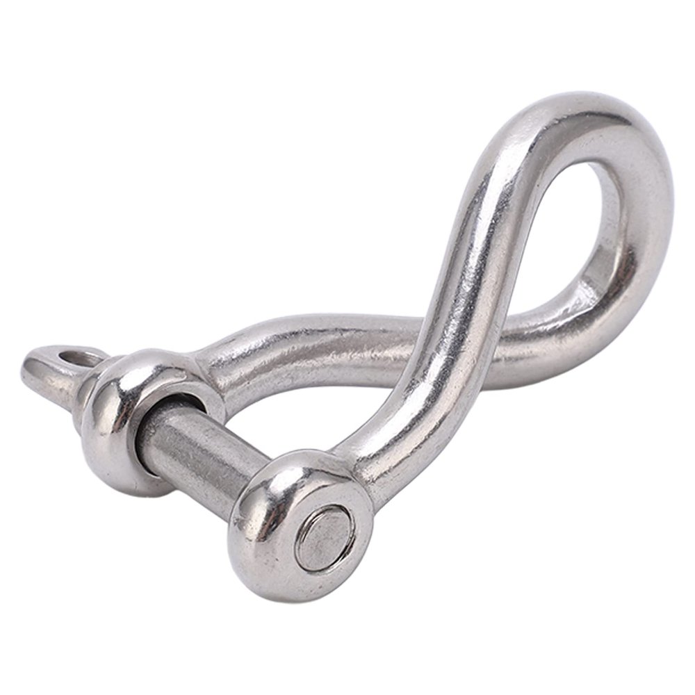 UPQRSG Less Steel Shackle, Heavy Duty Bow Shape Load Clamp for Paracord Cam Bracelet Cam Lifting Chains, Marine Grade 8Mm Yacht Boat Twisted Anchor Shackle (M8)