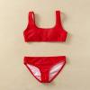 KAGAYD Little/Big Girl Swimsuit Bikini Solid Botton Swimwear with Bottoms 2-Pieces Summer Holiday (Red, 2-3 Years) view 2