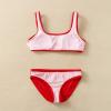 KAGAYD Little/Big Girl Swimsuit Bikini Solid Botton Swimwear with Bottoms 2-Pieces Summer Holiday (Red, 2-3 Years) view 3