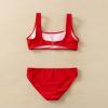 KAGAYD Little/Big Girl Swimsuit Bikini Solid Botton Swimwear with Bottoms 2-Pieces Summer Holiday (Red, 2-3 Years) view 4