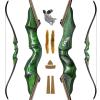 HANDBAIGE 60'' Green Hunting Recurve Bow Kit for Adults Left Handed Takedown Wooden Bow Set with Laminated Limbs for Shooting (40LBS) view 1
