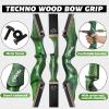 HANDBAIGE 60'' Green Hunting Recurve Bow Kit for Adults Left Handed Takedown Wooden Bow Set with Laminated Limbs for Shooting (40LBS) view 3