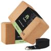 Syntus Cork Yoga Blocks and Strap Set, 2 Natural Cork Soft Non-Slip Blocks 964 inches, 8FT Metal D-Ring Strap for Yoga, General Fitness, Pilates, Stretching and Toning view 1