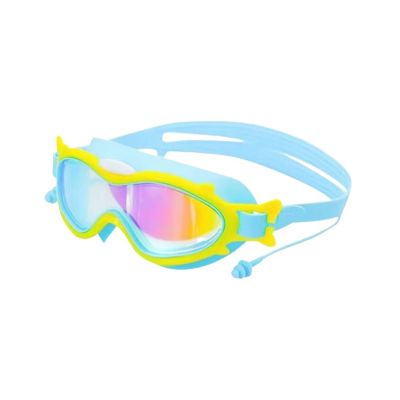 EPIPHQNY Kids Swimming Goggles, 180 Degree Wide View Goggles Frog Resistant Swim Goggles for Boy Girl Swimming, 5.12*2.76*1.85in, Yellow Blue