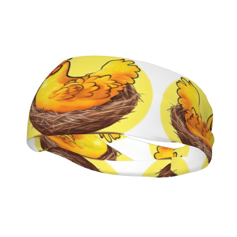Bird's Nest Golden Chicken Printed Sports Headband for Men & Women - Moisture Wicking Workout Headband - Men's Sweatband for Yoga, Gym, Tennis, Running, Basketball