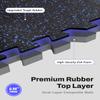 AIRHOP 0.56in Thick 24 Sq Ft Exercise Equipment Mats, 6 Tiles Upgraded Rubber Top with High Density EVA Foam, Large Interlocking Puzzle Gym Flooring for Home Gym, Heavy Weight Workout,Black & Blue view 2