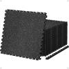 AIRHOP 0.79in Thick 24 Sq Ft Exercise Equipment Mats, 6 Tiles Upgraded Rubber Top with High Density EVA Foam, Large Interlocking Puzzle Gym Flooring for Home Gym, Heavy Weight Workout,Black & White view 1