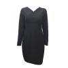 Women's Elegant Deep V Neck Dress Long Sleeve Ribbed Short Skater Dress Wrap Midi Knit Bodycon Sweater Mini Dresses (Medium,Black) view 1