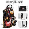 Cute Rooster Chickens Print Crossbody Backpack -Versatile Crossbody Backpack For Outdoor Activities view 3