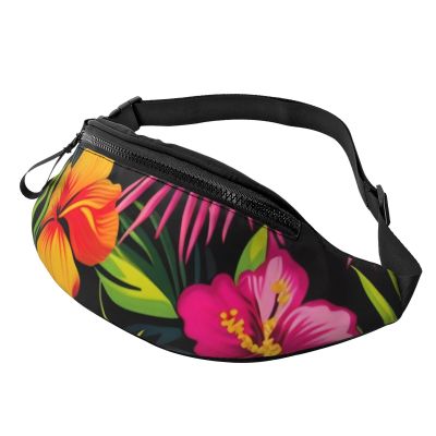 MP00IJH Hawaiian Flower Print Fanny Pack/Waist Bag For Festival Rave Hiking Running Cycling