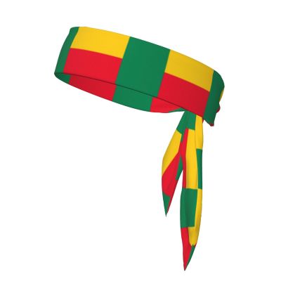 Trukd Flag of Benin Headbands,Sports Head Tie,Headband for Men and Women,Hair Band for Running, Workout, Football, Black, TD-TD12158
