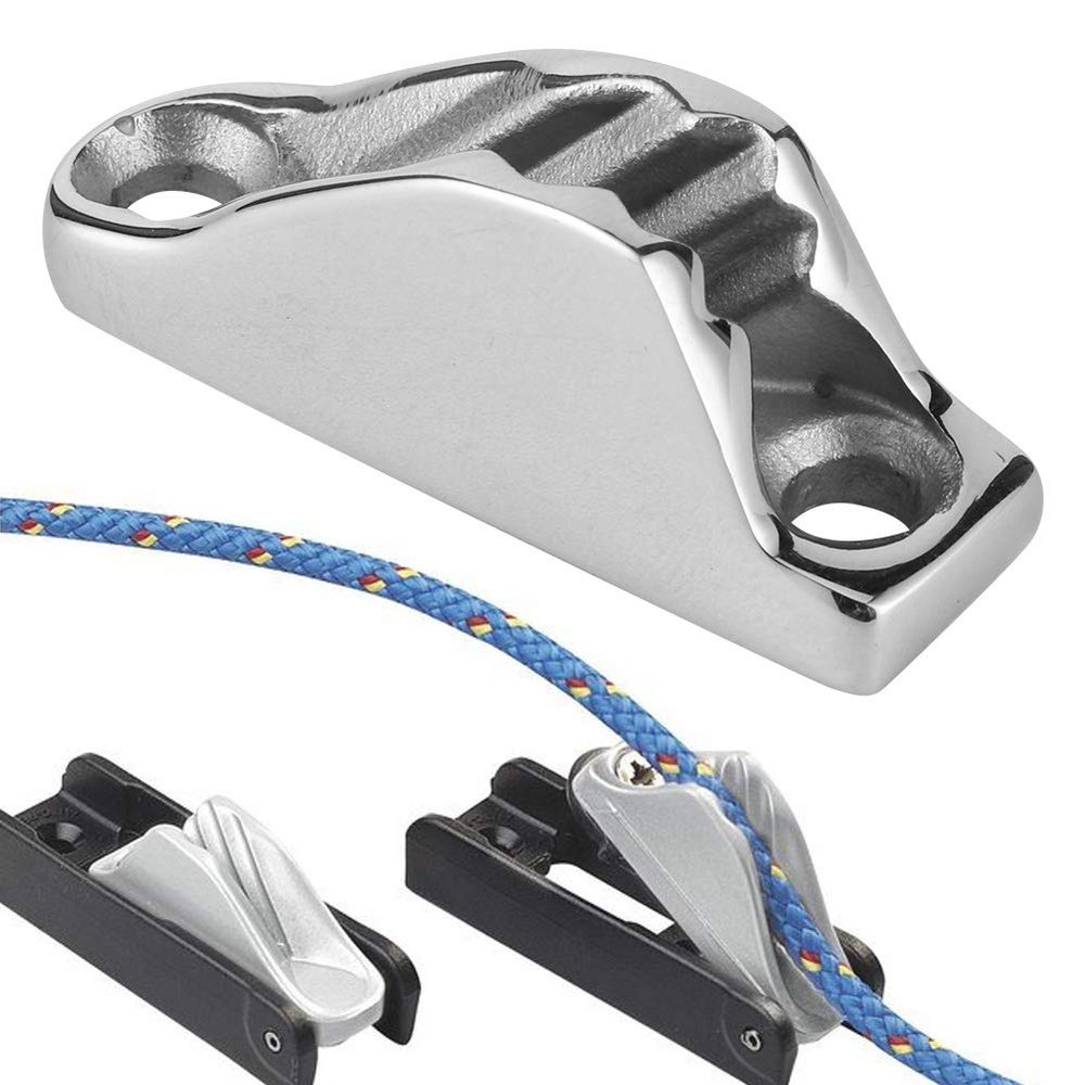 GOTOTOP Boat Cleat Rope Line Clamp Jam Grip, Jam Cleat Solid Stainless Steel Boat Rope Holder Clamp, Boat Hardware Parts Sailing Kayak Marine Accessories, Rope Clamp Boat Rope Clam