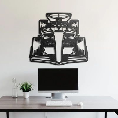 NORTH KAISER Formula 1 Metal Wall Art - F1 Race Car Silhouette Sculpture - Sport Auto Wall Hanging Decor for Garage, Man Cave or Bedroom (29.1'' x 26.4'' / 74 x 67 cm)