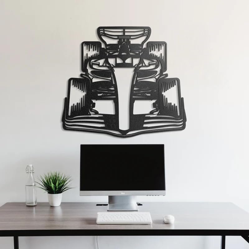 NORTH KAISER Formula 1 Metal Wall Art - F1 Race Car Silhouette Sculpture - Sport Auto Wall Hanging Decor for Garage, Man Cave or Bedroom (29.1'' x 26.4'' / 74 x 67 cm)