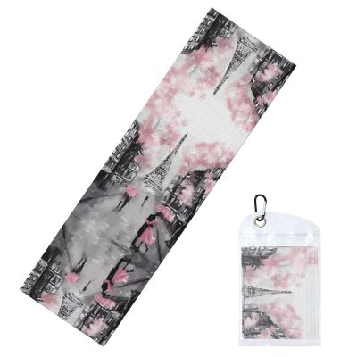 FoRes Paris Street Eiffel Tower Pink Floral Cold Exercise Towel for Gym, Running, Sports, Yoga & More - Enhance Your Workout Experience