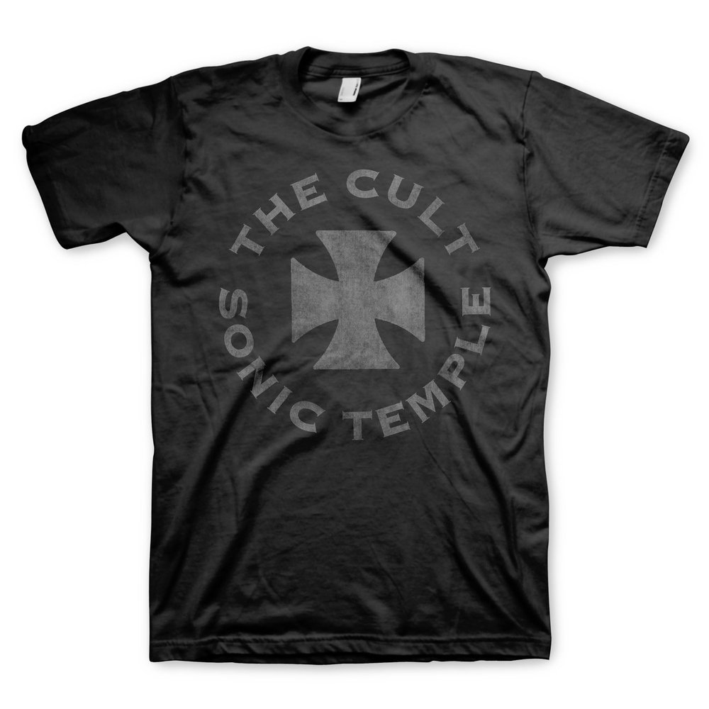 2Bhip The Cult Band Sonic Temple Circle Mens Short Sleeve 80s Music Vintage Style Graphic Tees - Black, Medium