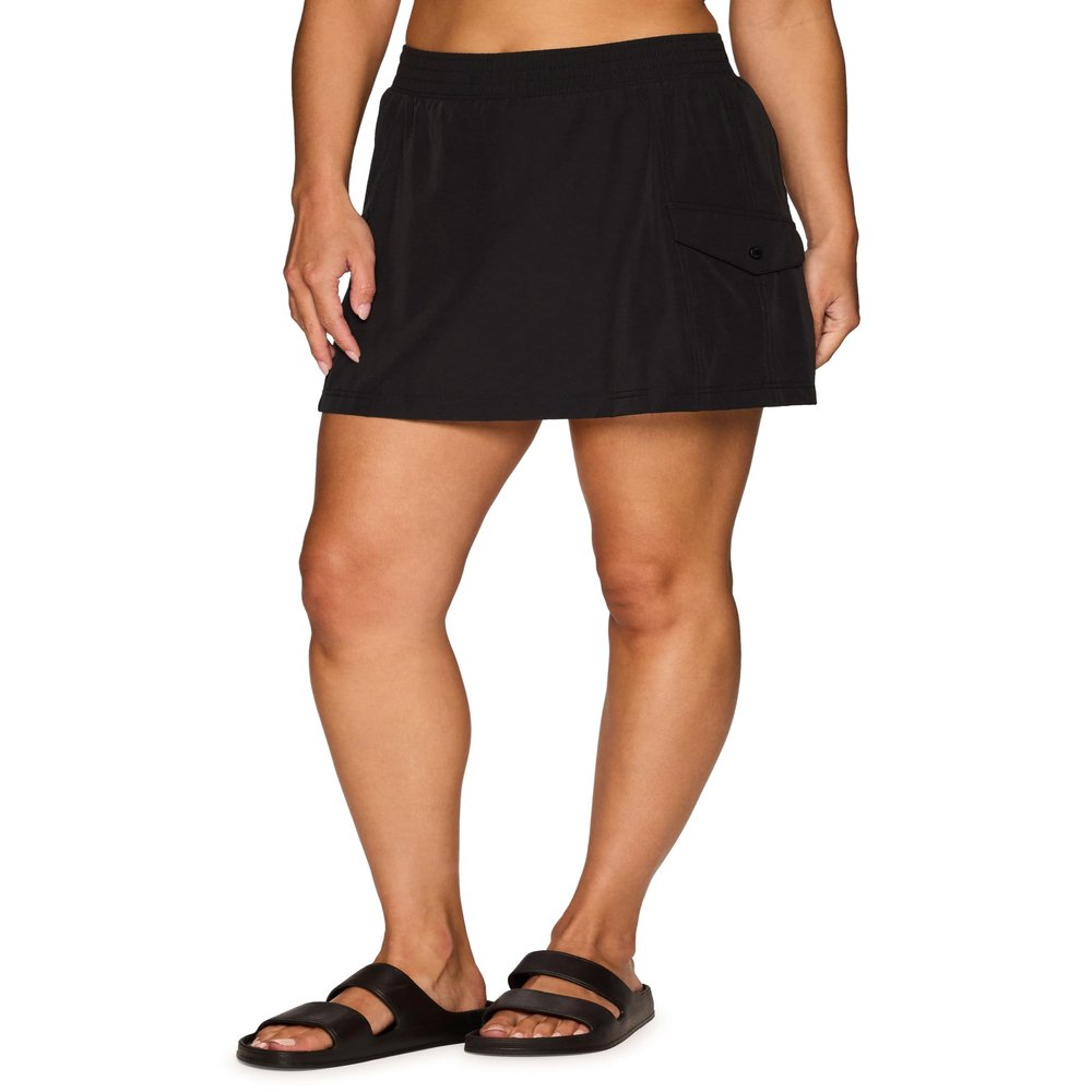 Avalanche Women's Cargo Hiking Skort, Quick Drying Crinkle Woven Tennis/Golf Skirt with Inner Liner Short Black XS