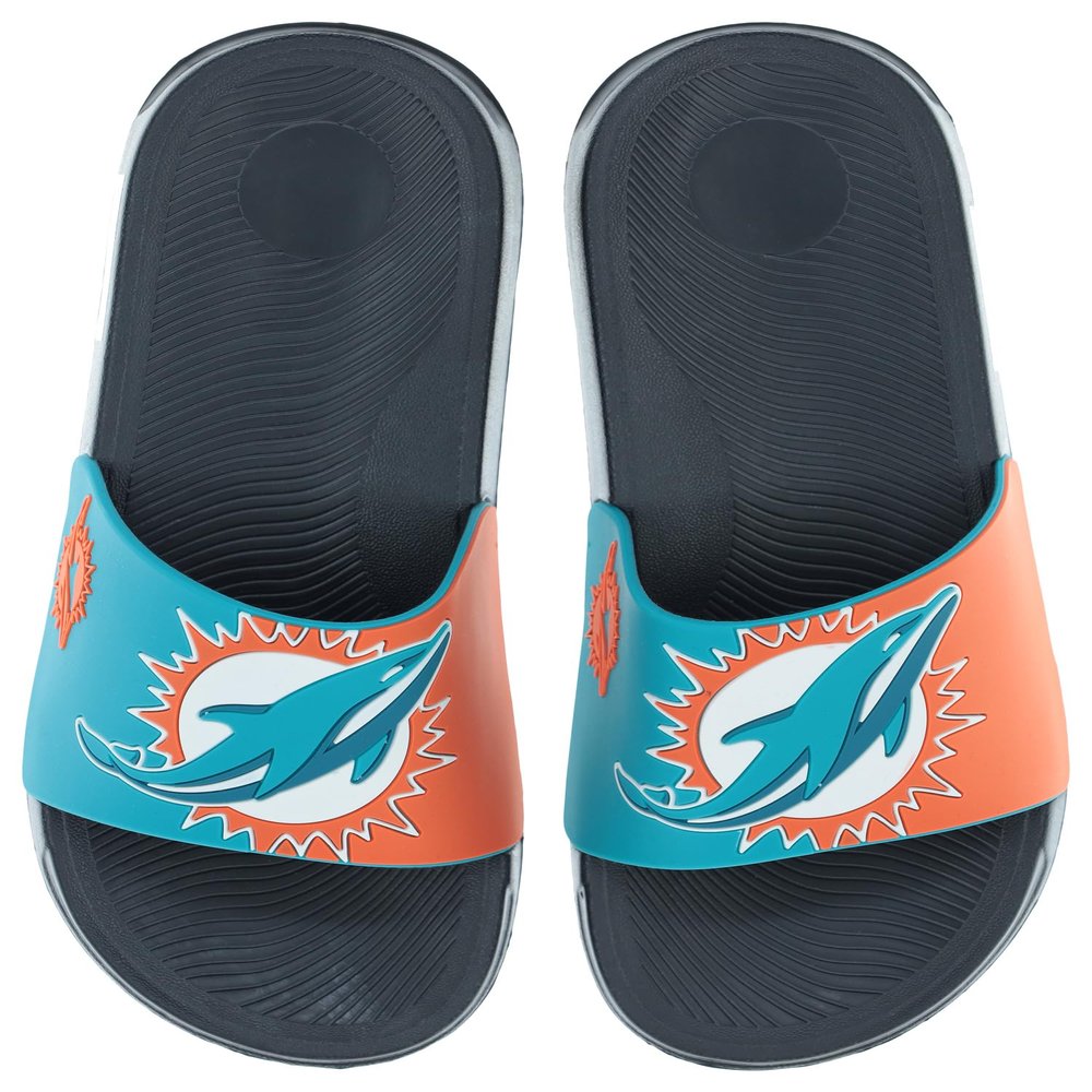FOCO Men's NFL Big Logo Raised Slide, Miami Dolphins, Small