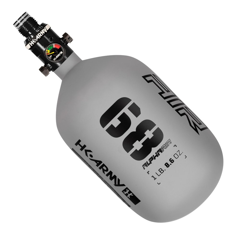 HK Army HPA Paintball Tank - Lightweight Alpha Air Carbon Fiber Compressed Air Tank - 68ci/4500 psi Graphite