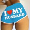 I Love My Husband Booty Shorts, Womens Sexy Naughty Yoga Sport Workout Hot Pants, Elastic Waist Athletic Lounge Briefs view 2