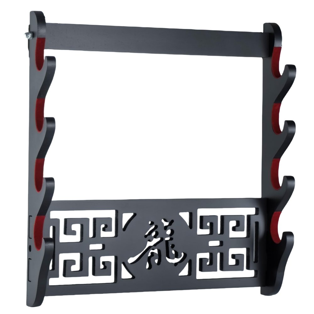 Eforlife 4 Tier Sword Holder Wall Mount Samurai Sword Rack Display Stand Katana Wakizashi Tanto Wall Hanger Sword Rack Four Layer (4-Tier with Felt)