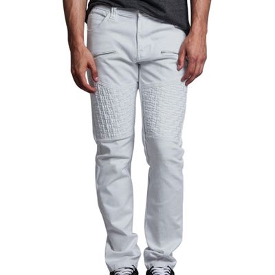Men's Cargo Casual Zipper Jeans Pockets Work Denim Pants Biker Regular Fit Camo Jean (Light Gray,XX-Large)