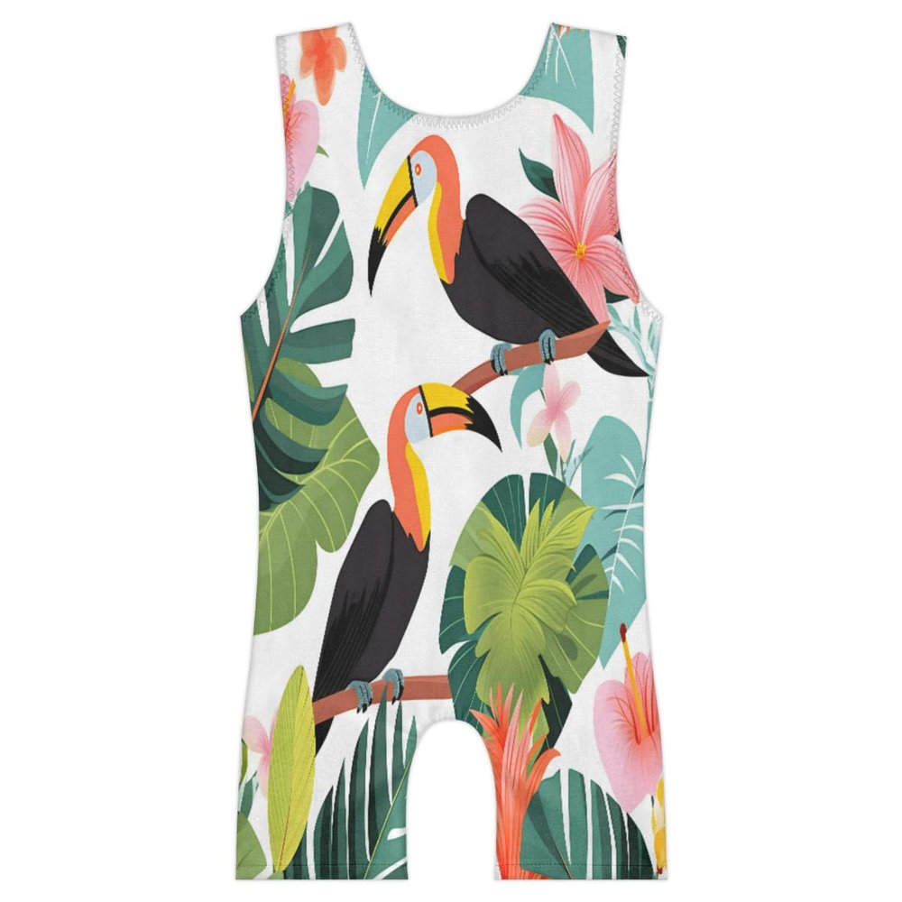 JMAVZWS Tropical Birds Leaves Gymnastics Leotards for Girls Toddler Unitard Biketard Clothes Athletic Dance Wear Biketard Toddlers Kids Children 110cm