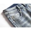 SWJGLITTR Mens Patchwork Distressed Jeans Zipper Ripped Slim Denim Trousers Straight Fit Moto Biker Jean (Blue,31) view 3