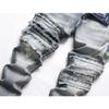 SWJGLITTR Mens Patchwork Distressed Jeans Zipper Ripped Slim Denim Trousers Straight Fit Moto Biker Jean (Blue,31) view 4