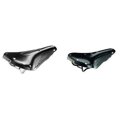 B17 Carved Black Brooks Bicycle Saddle with Steel Rails and Full Grain Leather