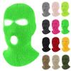 Pukavt 3 Hole Winter Knitted Mask, Full Face Cover Ski Mask Warm Balaclava for Skiing, Motorcycle, Snowboard Fluorescent Green view 1