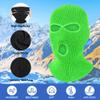 Pukavt 3 Hole Winter Knitted Mask, Full Face Cover Ski Mask Warm Balaclava for Skiing, Motorcycle, Snowboard Fluorescent Green view 3