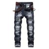 SWJGLITTR Men's Straight Patchwork Jeans Slim Fit Distressed Denim Pants Biker Streetwear Destroyed Ripped Jean (Black 2,28) view 1