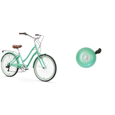 sixthreezero EVRYjourney Women's Beach Cruiser Bike and Firmstrong Classic Bicycle Bell Bundle