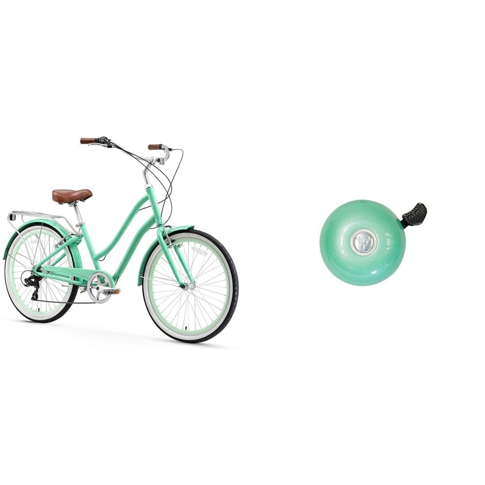 sixthreezero EVRYjourney Women's Beach Cruiser Bike and Firmstrong Classic Bicycle Bell Bundle