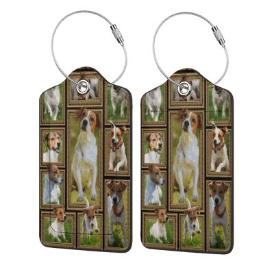 Luggage Tags for Suitcases, 2 Pack,with Stainless Steel Loop and Privacy Flap Name Id Label (Jack Russell Terrier Dog Pattern Printed)