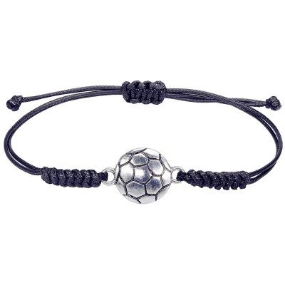 Football Rugby Bracelets Silver Plated Handmade Charm Basketball Baseball Volleyball Sport Balls Team Players Adjustable Braided Rope Bracelets for Women Men Sports Fans Fashion Jewelry Gifts (Football bracelet)