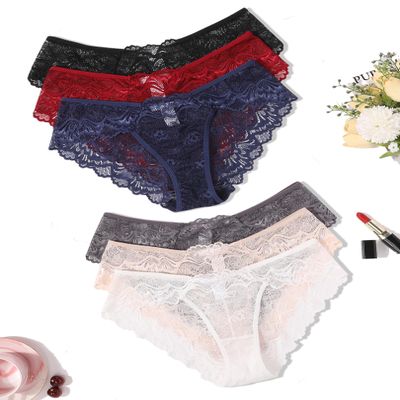 Avidlove Women Lace Panties Plus Size Sexy Sheer Underwear Low Waist Hipster Unddies 6 Packs-1 XXL