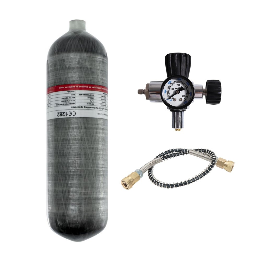 TUXING 4500psi Air Compressed System,4.7L Carbon Fiber Tank,HPA Pcp Airgun Charging Tank Airforce Condor Gauge Regulator Valve Filling Station for PCP Paintball HPA Scuba SCBA (Empty Bottle)