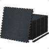 AIRHOP 0.79in Thick 48 Sq Ft Exercise Equipment Mats, 12 Tiles Upgraded Rubber Top with High Density EVA Foam, Large Interlocking Puzzle Gym Flooring for Home Gym, Heavy Weight Workout,Black & Blue view 1