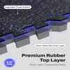 AIRHOP 0.79in Thick 48 Sq Ft Exercise Equipment Mats, 12 Tiles Upgraded Rubber Top with High Density EVA Foam, Large Interlocking Puzzle Gym Flooring for Home Gym, Heavy Weight Workout,Black & Blue view 2