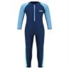 Eandarui Kids Girls Boys Full Body One Piece Swimsuit Long Sleeve Front Zipper Rash Guard Surfing Wetsuit Navy 5-6 Years view 1
