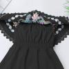 ABEHIK Mexican Dress for Girls Toddler Floral Embroidered Dresses Traditional Mexican Folklorico Dress Baby Kids Cinco de Mayo Fiesta Birthday Party Spring Summer Dresses Black 3-4 Years view 2