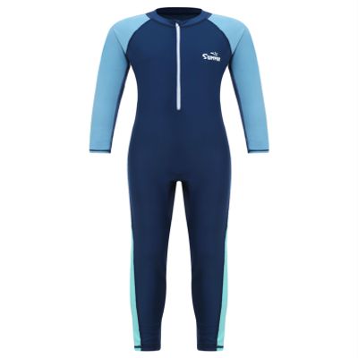 Nikiikoo Kids Boys Girls One Piece Swimsuit Full Body Surfing Wetsuit Long Sleeve Rash Guard Swimwear Sunsuit Navy 15-16 Years